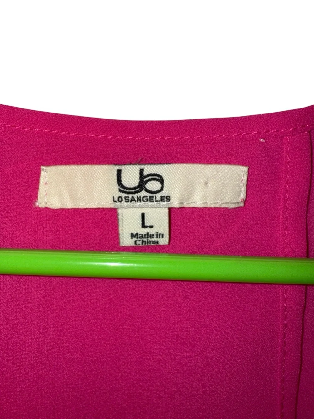 Ya Los Angeles Silk Split Back Hot Pink, Boho Top, Embroidered Sleeve Trim Nwot